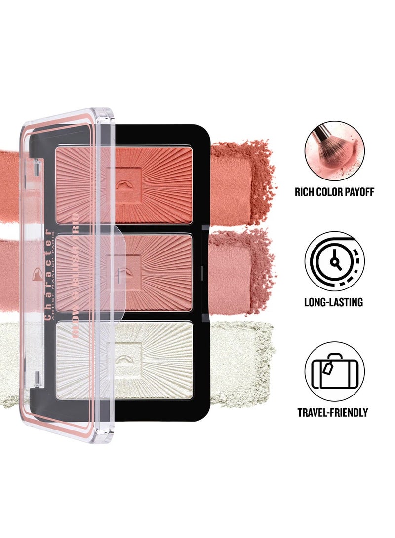 Character Glow & Blush Trio Highlighter And Blush Palette Travel Friendly (CGT003) - Image 1